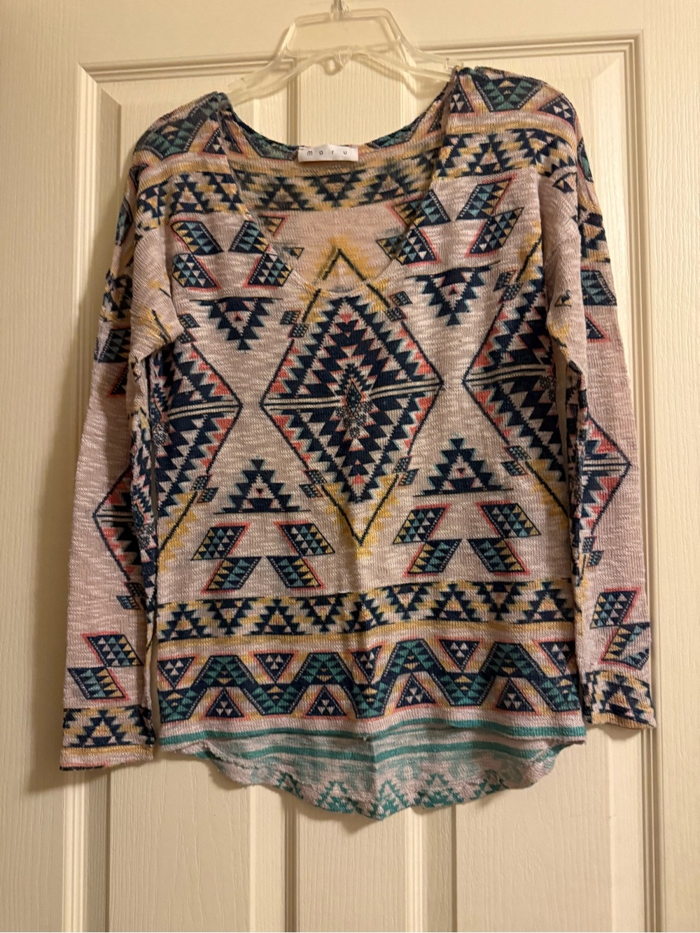Women's Aztec Pattern Long Sleeve Top - Multi Color